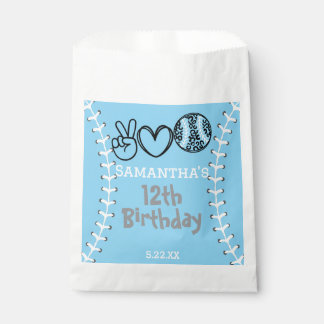 Peace Love Softball Birthday Favour Bag