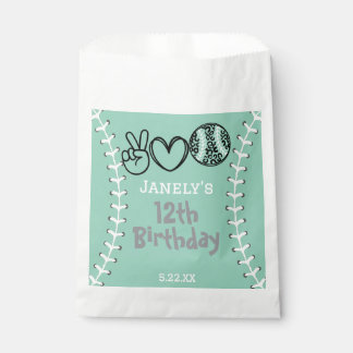 Peace Love Softball Birthday Favour Bag