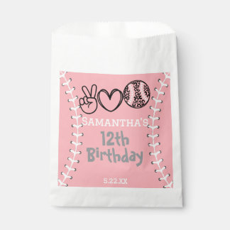 Peace Love Softball Birthday Favour Bag