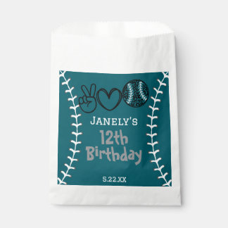 Peace Love Softball Birthday Favour Bag