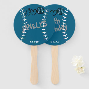 Peace Love Softball Birthday Hand Fan