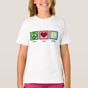 Peace Love Softball Cute Girls Team T-Shirt
