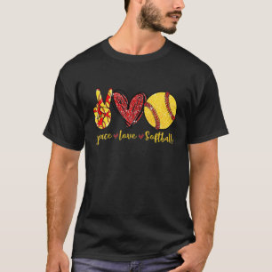 Peace Love Softball Cute Softball Mom Mothers Day T-Shirt