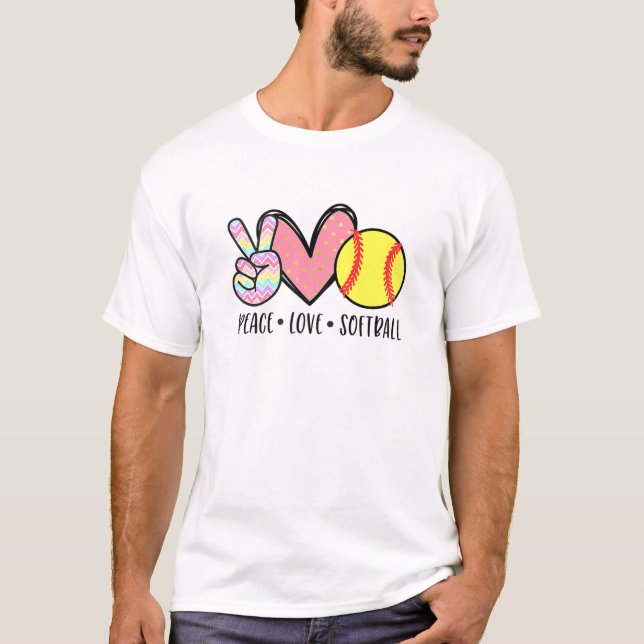 Peace Love Softball Cute T-Shirt (Front)