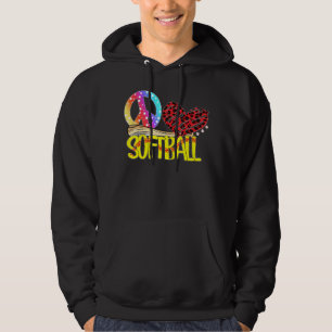 Peace Love Softball Cute Tie Dye Softball Hoodie