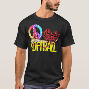 Peace Love Softball Cute Tie Dye Softball T-Shirt