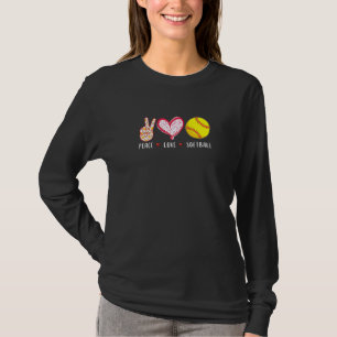 Peace Love Softball For Girls Boys Kids Women Men  T-Shirt