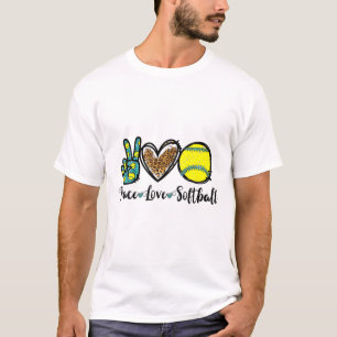 Peace Love Softball For Teen Girls Cute Leopard So T-Shirt