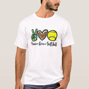 Peace Love Softball For Teen Girls Cute Leopard So T-Shirt
