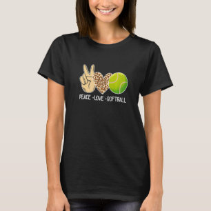 Peace Love Softball Leopard Softball Player  for G T-Shirt