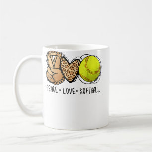 Peace Love Softball Mom Leopard Print Mother's Day Coffee Mug