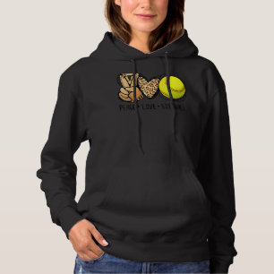 Peace Love Softball Mom Leopard Print Mother's Day Hoodie