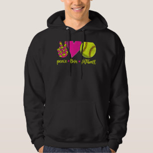 Peace Love Softball Mom  Men Women Kids Hoodie