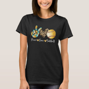 Peace Love Softball Mom Pitcher Catcher T-Shirt