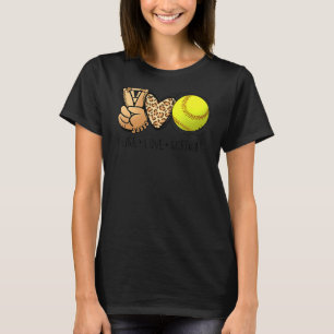 Peace Love Softball Moms Leopard Print Mother's Da T-Shirt