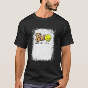 Peace Love Softball Moms Leopard Print Mother's Da T-Shirt