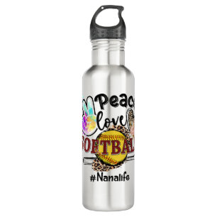 Peace Love Softball Nana Life Mom Grandma Leopard  710 Ml Water Bottle