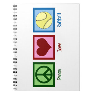 Peace Love Softball Notebook