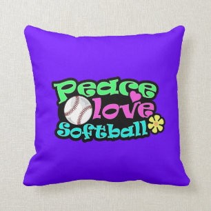 Peace, Love, Softball Throw Pillow