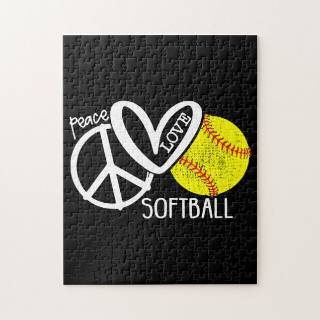 Peace Love Softball Vector SKY Jigsaw Puzzle (Vertical)