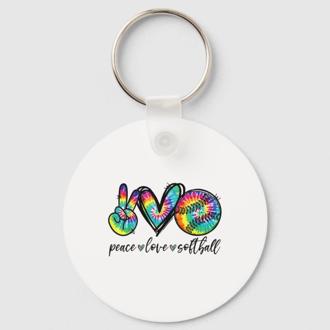 Peace Love Softll Tie Dye Funny Softll Lovers  Keychain (Front)