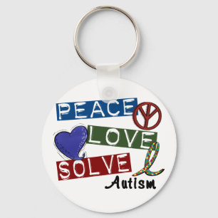 PEACE LOVE SOLVE AUTISM KEYCHAIN