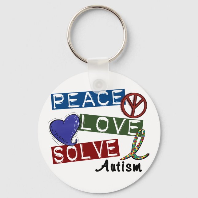 PEACE LOVE SOLVE AUTISM KEYCHAIN (Front)