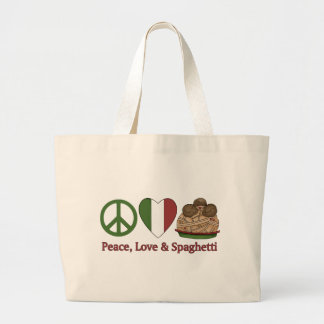 Peace, Love & Spaghetti Large Tote Bag