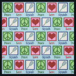 Peace Love Squash Racquet Sports Fabric<br><div class="desc">Peace Love Squash gift for a player of the sport,  featuring a peace sign,  heart,  and racquet.</div>