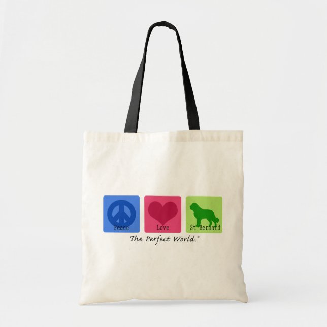 Peace Love St Bernard Tote Bag (Front)