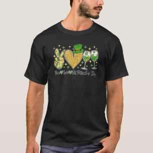 Peace Love St Patrick's Day Cheer Drinking Shamroc T-Shirt