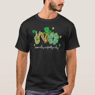 Peace Love St Patricks Day Funny Plaid Hearts Iris T-Shirt