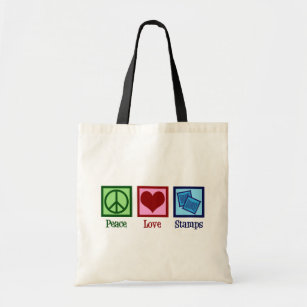 Peace Love Stamps Tote Bag