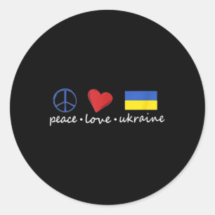 Peace Love Stand With Ukraine Support Stop War Classic Round Sticker