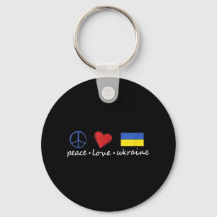 Peace Love Stand With Ukraine Support Stop War  Keychain