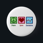 Peace Love Statistics 2 Inch Round Button<br><div class="desc">Peace Love Statistics Gift. A cool statistic design with a peace sign,  heart,  and a chart with statistical data for a statistician.</div>