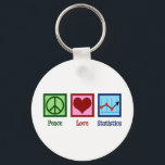 Peace Love Statistics Keychain<br><div class="desc">Peace Love Statistics Gift. A cool statistic design with a peace sign, heart, and a chart with statistical data for a statistician.</div>
