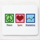 Peace Love Statistics Mouse Pad<br><div class="desc">Peace Love Statistics Gift. A cool statistic design with a peace sign,  heart,  and a chart with statistical data for a statistician.</div>