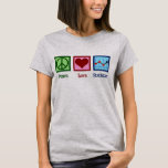 Peace Love Statistics T-Shirt<br><div class="desc">Peace Love Statistics T-Shirt. A cool statistic design with a peace sign,  heart,  and a chart with statistical data for a statistician.</div>