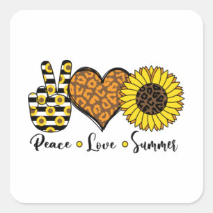 Peace Love Summer Cool T Shirt Square Sticker