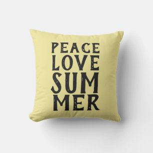 PEACE LOVE SUMMER lettering   Outdoor Pillow