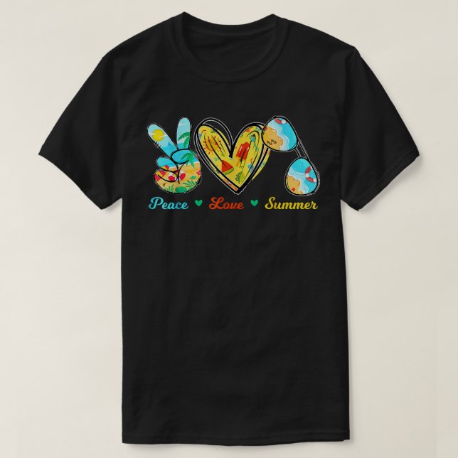 Peace Love Summer Sunglasses Cruise Beach  T-Shirt (Design Front)