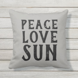 PEACE LOVE SUN typography | Outdoor Pillow