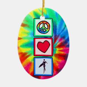 Peace, Love, Surfer Girls Ceramic Ornament