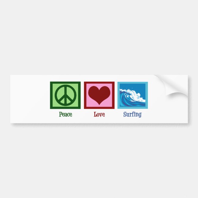 Peace Love Surfing Bumper Sticker (Front)