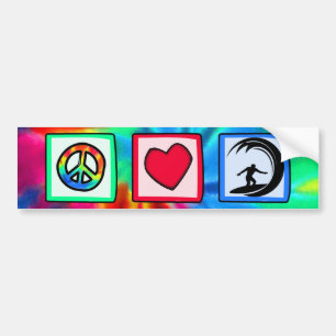 Peace, Love, Surfing Bumper Sticker