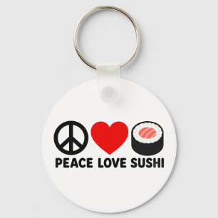 Peace Love Sushi Cute Japanese Foodie Gift Design Keychain