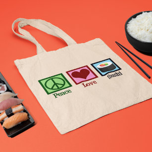 Peace Love Sushi Tote Bag