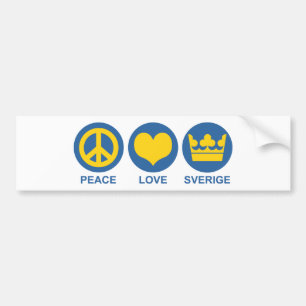 Peace Love Sverige Bumper Sticker