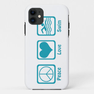 Peace, Love, Swim-Blue iPhone 11 Case